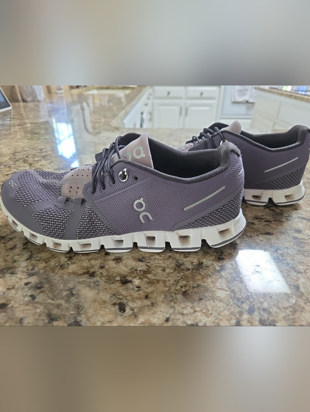 On Running Shoes Womens 7 Purplish Gray Shark Pebble Cloud Speed Laces Casual